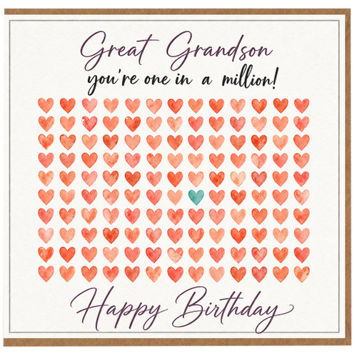 Great Grandson Birthday Card, You're One in a Million Happy Birthday Card