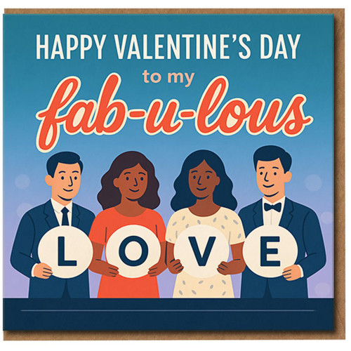 Valentine's Day Card - 'Happy Valentine's Day to My Fab-u-lous Love' Cute Romantic Card for Partner, Boyfriend, Girlfriend, Husband or Wife