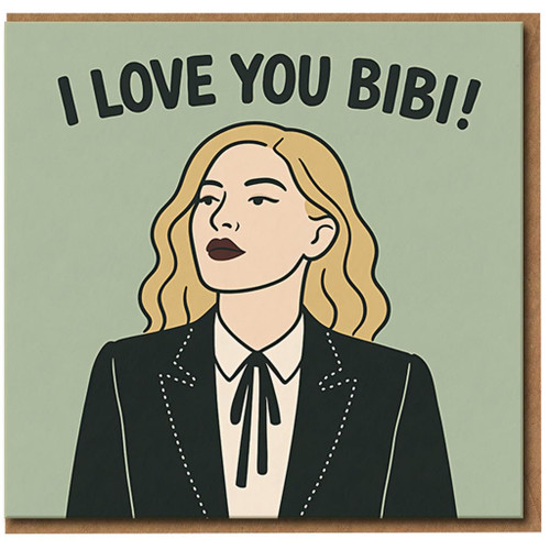 I Love You Bibi Card - Romantic Love/Anniversary Greeting Card - Illustrated Woman Design, Cute Heartfelt for Partner, Girlfriend or Wife