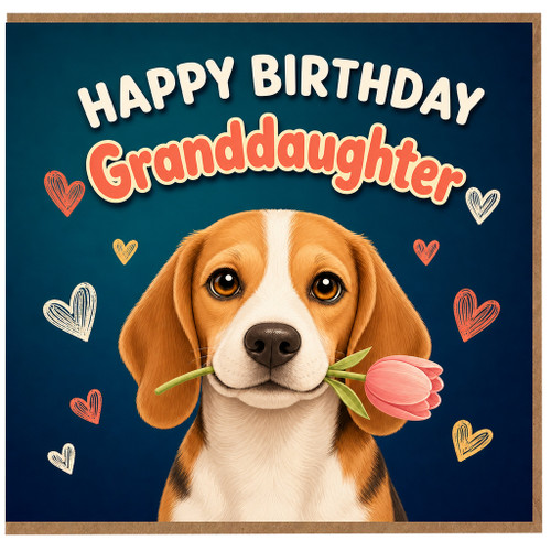 Granddaughter Birthday Card, Cute Beagle Puppy Happy Birthday Card