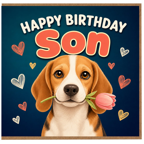 Son Birthday Card, Happy Birthday Son Cute Beagle Son Card