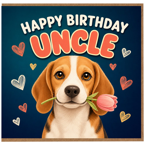 Uncle Birthday Card, Cute Beagle Puppy Happy Birthday Card