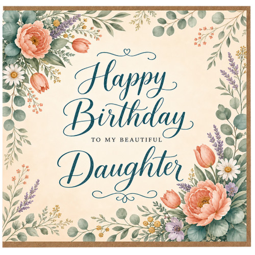 Daughter Birthday Card, Happy Birthday to My Beautiful Daughter Floral Card