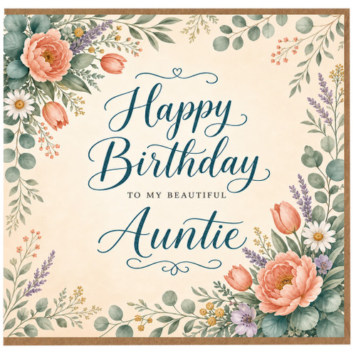 Auntie Birthday Card, Happy Birthday To My Beautiful Auntie Floral Card