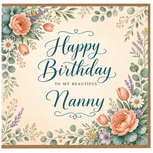 Nanny Birthday Card, To My Beautiful Nanny Floral Birthday Card