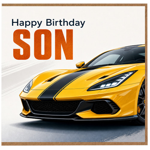 Son Happy Birthday Card, Sports Car Birthday Card for Son