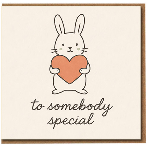 To Somebody Special Cute Bunny Heart Greeting Card - Love/Anniversary or Valentine's Day - Sweet Animal Design - Blank Inside - For Partner, Boyfriend, Girlfriend or Friend