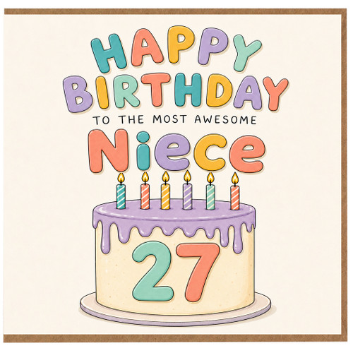 27th Birthday Card for Niece, Awesome Birthday Card