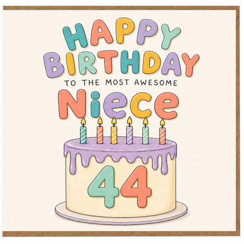 Niece 44th Birthday Card, Happy Birthday to the Most Awesome Niece