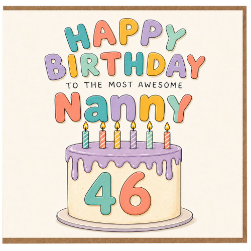 Nanny 46th Birthday Card, Happy Birthday to the Most Awesome Nanny