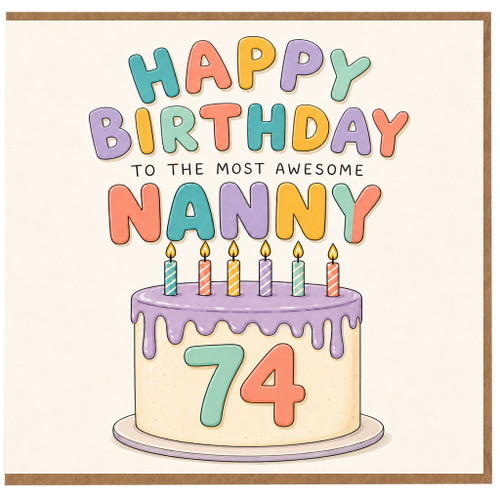 Nanny 74th Birthday Card, Happy Birthday to the Most Awesome Nanny