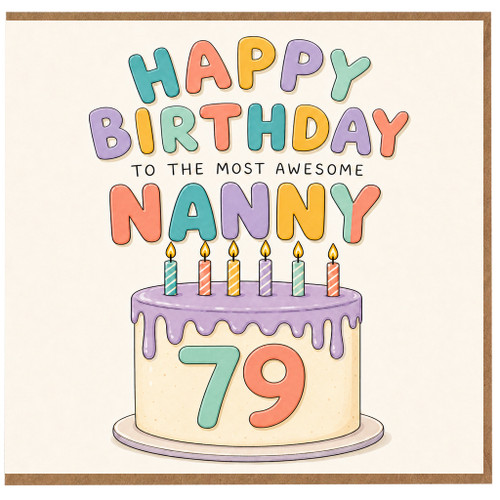 Nanny 79th Birthday Card, To The Most Awesome Nanny Birthday Card