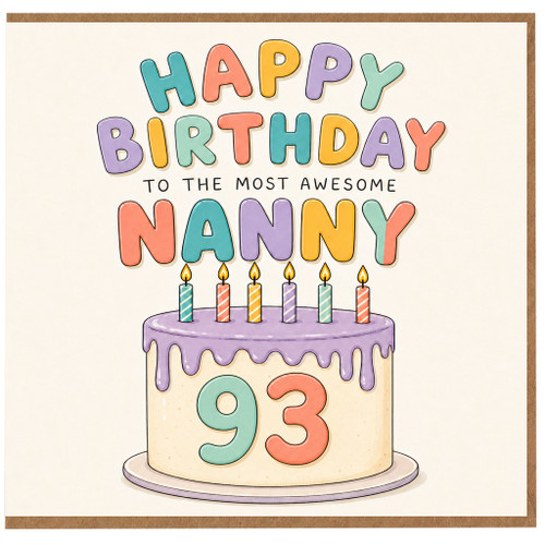 Nanny 93rd Birthday Card, Happy Birthday to the Most Awesome Nanny Card
