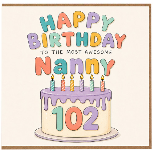 Nanny 102nd Birthday Card, for Nanny