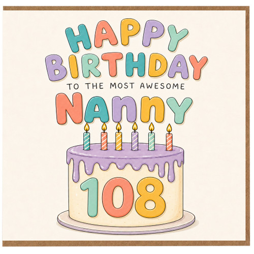 Nanny 108th Birthday Card, Happy Birthday to the Most Awesome Nanny Card