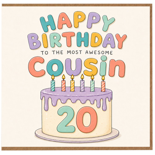 20th Birthday Card for Cousin, Happy Birthday to the Most Awesome Cousin Card