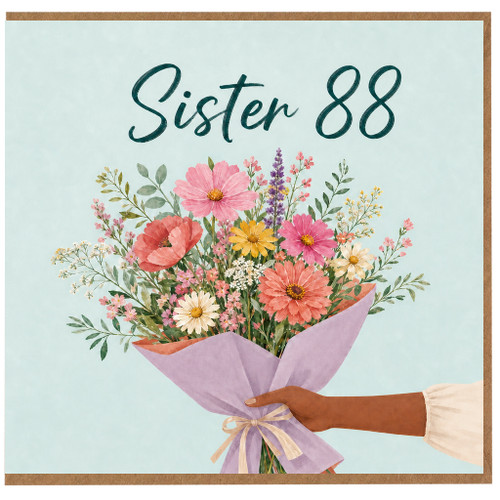 Sister 88th Birthday Card, Floral Bouquet Design