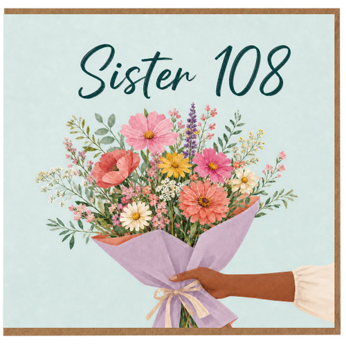 Sister 108th Birthday Card Floral Bouquet Design