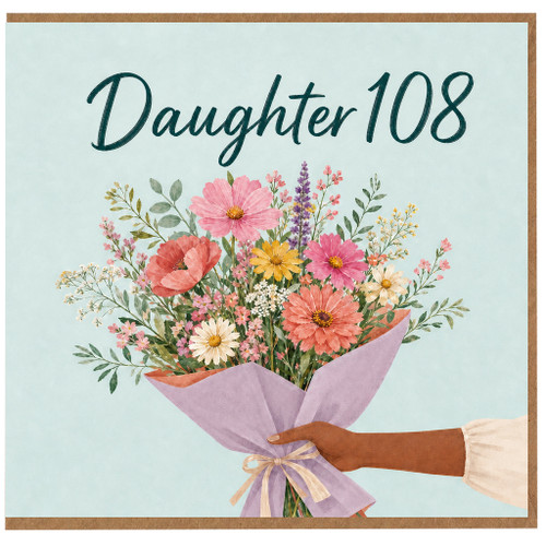 Daughter 108th Birthday Card, Floral Bouquet Card