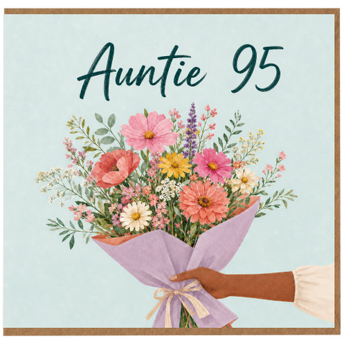 Auntie 95th Birthday Card, Floral Bouquet Card