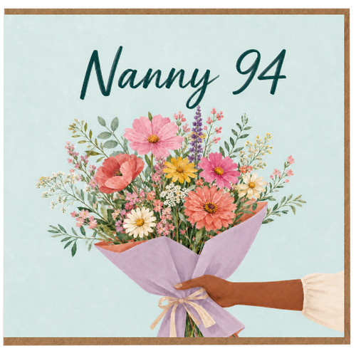 Nanny 94th Birthday Card, Floral Bouquet Card for Nanny