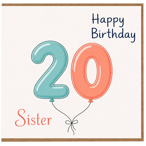 Sister 20th Birthday Card