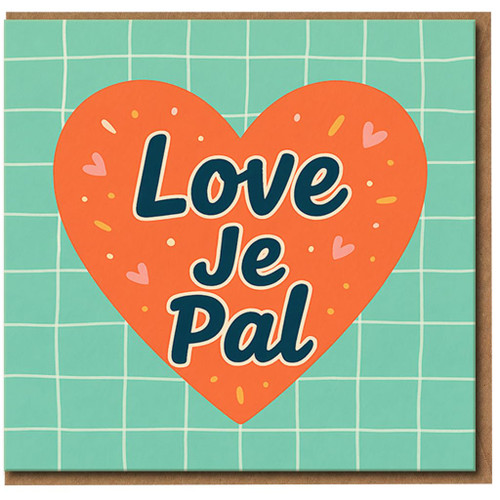 Love Je Pal Friendship Card - Cute Heart Design Love/Anniversary Greeting for Friend, Thinking of You or Valentine's Day