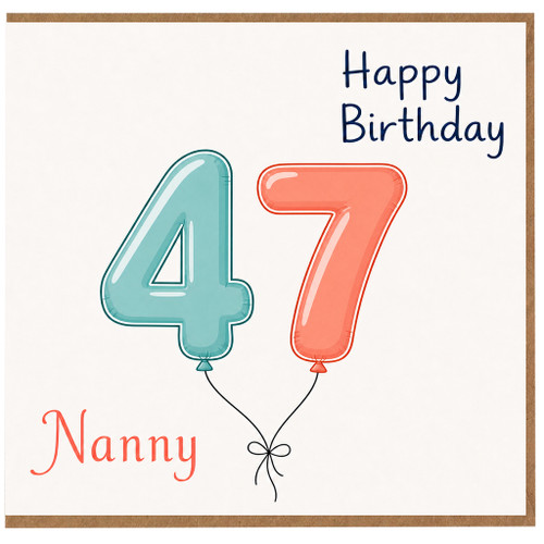 Nanny 47th Birthday Card