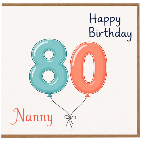Nanny 80th Birthday Card
