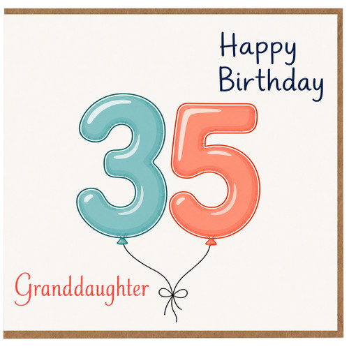 Granddaughter 35th Birthday Card, Happy Birthday Balloon Design