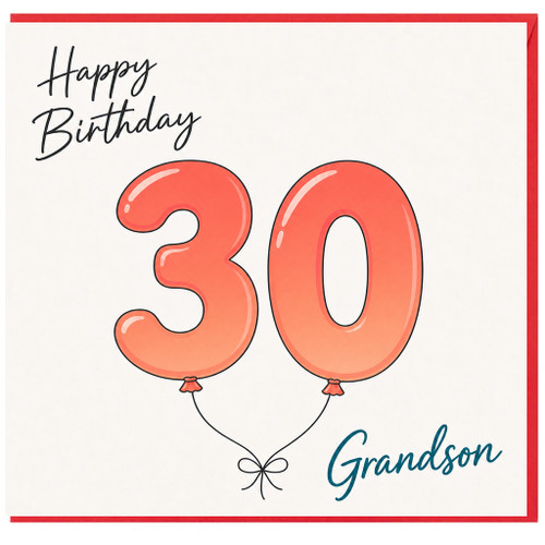 30th Birthday Card for Grandson, Happy Birthday Balloon Design