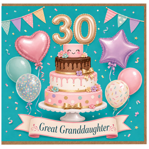 30th Birthday Card for Great Granddaughter