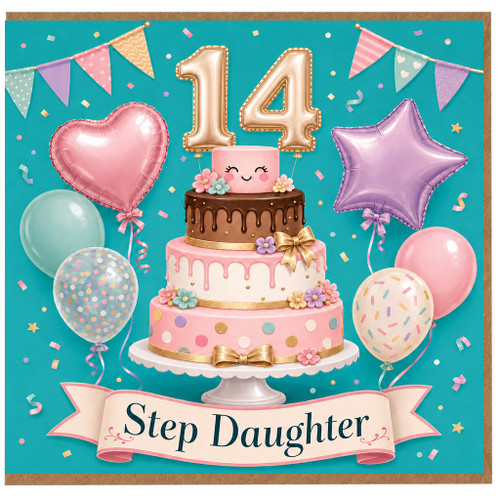 14th Birthday Card for Step Daughter