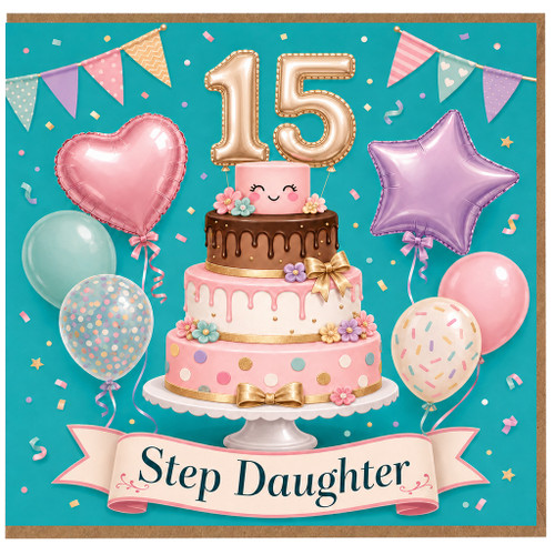 15th Birthday Card for Step Daughter
