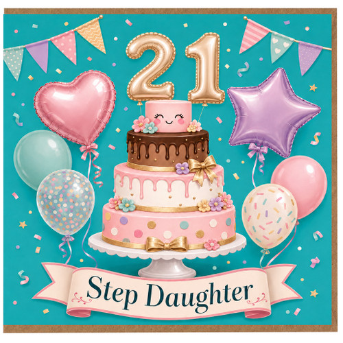 Step Daughter 21st Birthday Card