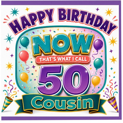 50th Birthday Card for Cousin, Happy Birthday Now That's What I Call 50 Card
