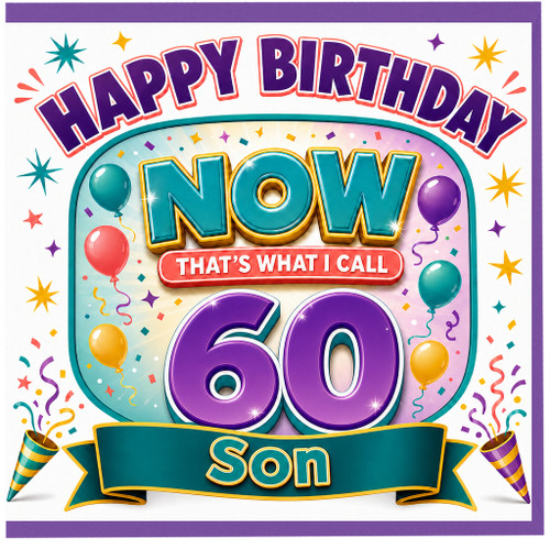 Son 60th Birthday Card, Happy Birthday Now That's What I Call 60 Design