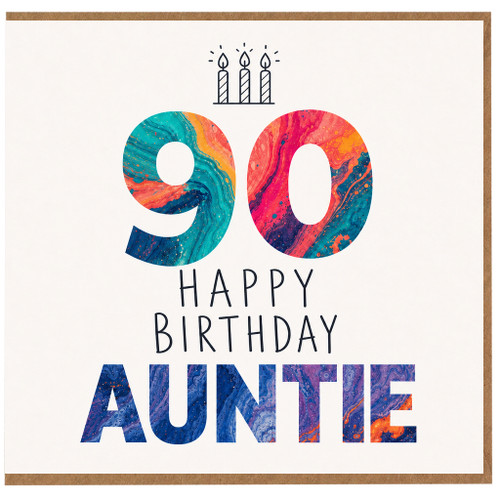 90th Birthday Auntie Card, Happy Birthday Auntie Card