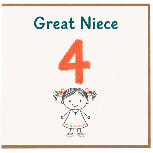 4th Birthday Card for Great Niece