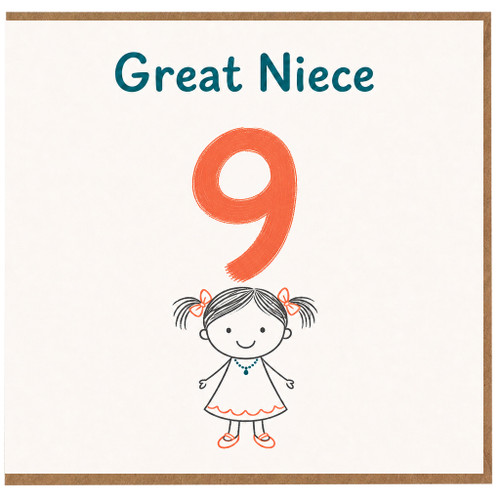 Great Niece 9th Birthday Card
