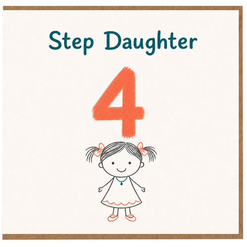 Step Daughter 4th Birthday Card