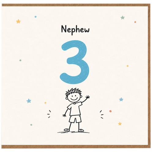 3rd Birthday Nephew Card, Cute Boy Age 3 Birthday Card
