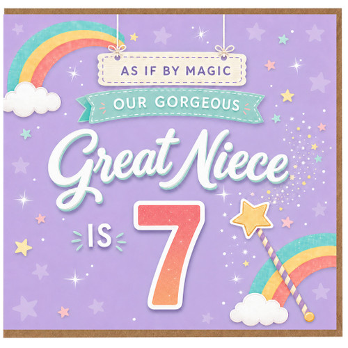Great Niece 7th Birthday Card, As If By Magic Design