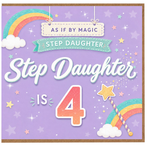 Step Daughter 4th Birthday Card