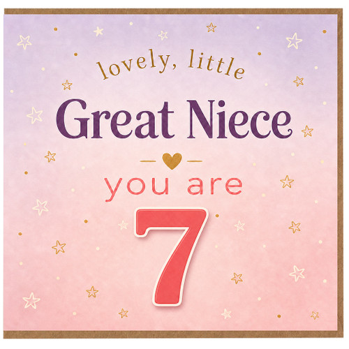 7th Birthday Card for Great Niece