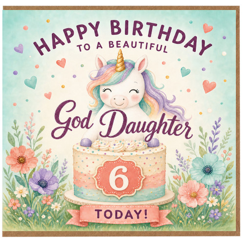 6th Birthday Card for God Daughter