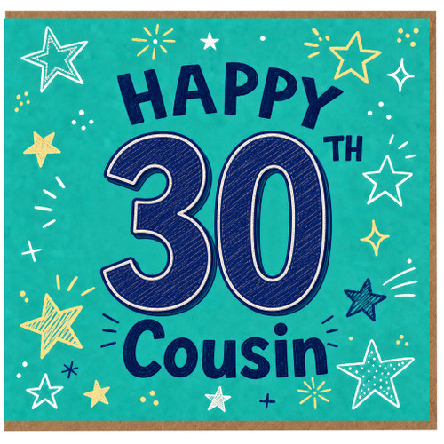 30th Birthday Cousin Card, Happy 30th Cousin Birthday Card