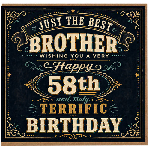 58th Birthday Brother Card, Just the Best Brother Happy Birthday Card