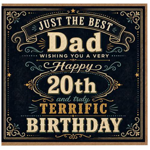 20th Birthday Card for Dad, Just the Best Dad Happy 20th Birthday Card