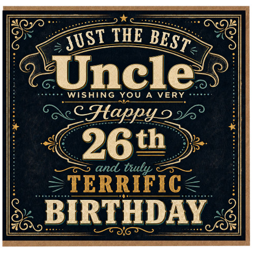 Uncle 26th Birthday Card, Just the Best Uncle Happy 26th Birthday Card